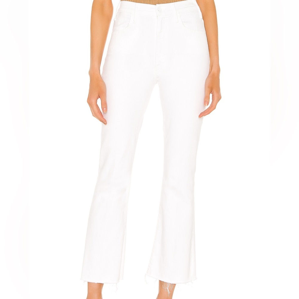 Mother Hustler Ankle Fray white denim, has a snag as pictured but in good shape
